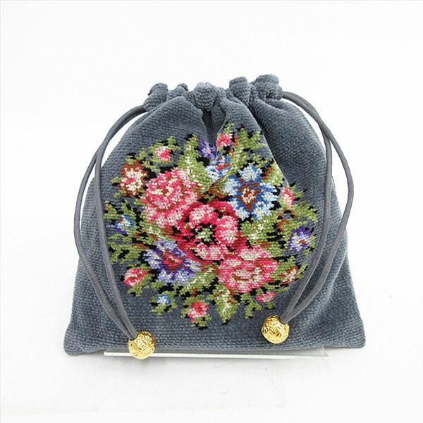 楽天市場】FEILER(フェイラー) フラワー 巾着 ポーチ グレー コットン