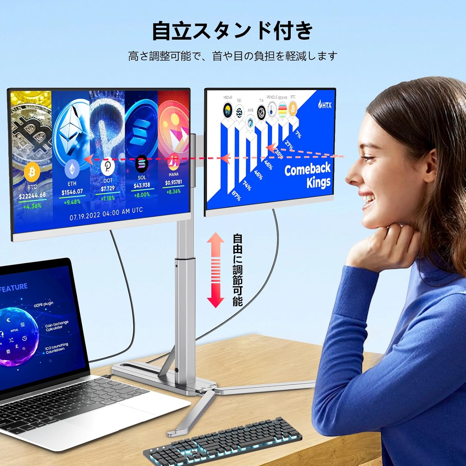 楽天市場】15.6インチ デュアルモバイルモニター 360°回転モバイル