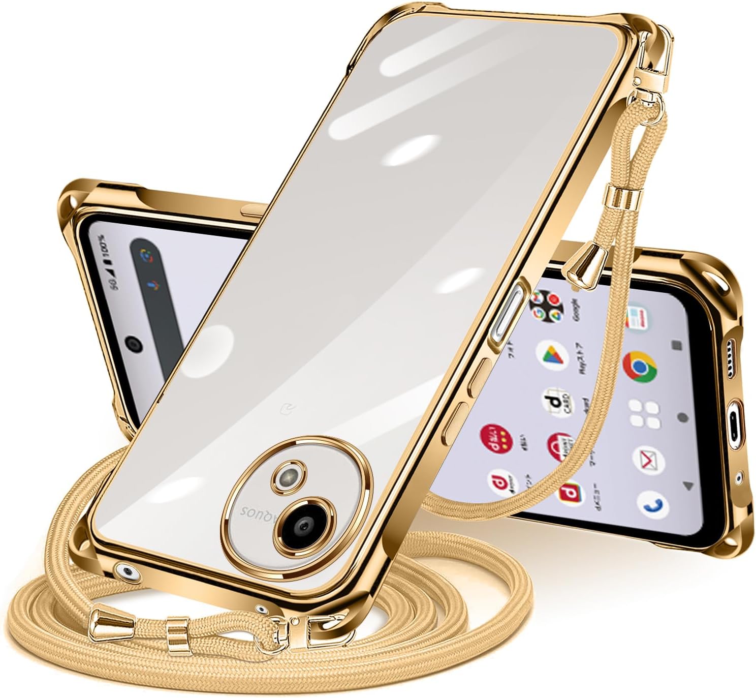 楽天市場】アクオス ウィッシュ5 ケース ショルダー メッキ加工 背面