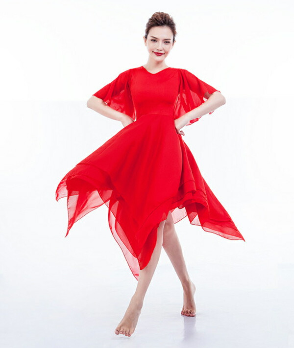 楽天市場】ラテンダンス 衣装 ワンピース 3色 白 黒 赤 無地 フレア袖