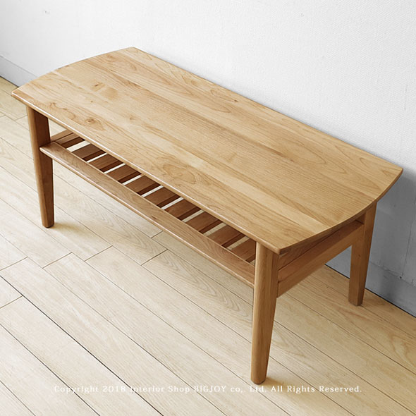 楽天市場】幅102cm アルダー材 アルダー無垢材 木製 収納棚付きロー