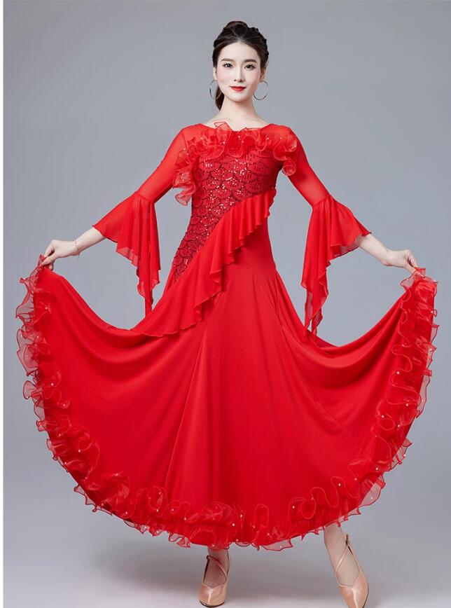セキネ 7号 ラテンドレス 社交ダンスドレス 赤 デモ 競技ドレス 社交