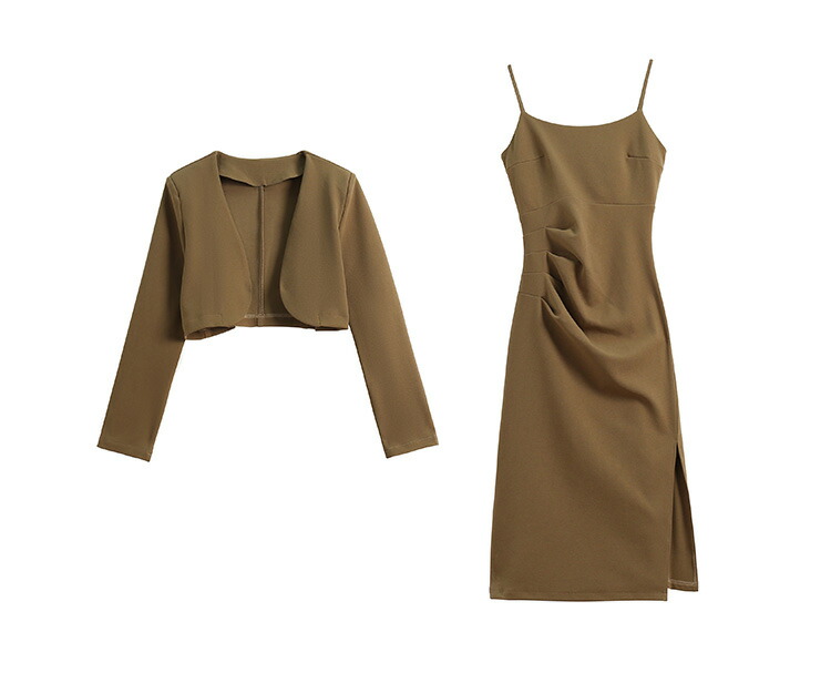 楽天市場】セットアップ 全2色 ショート丈 ツーピース ジャケット