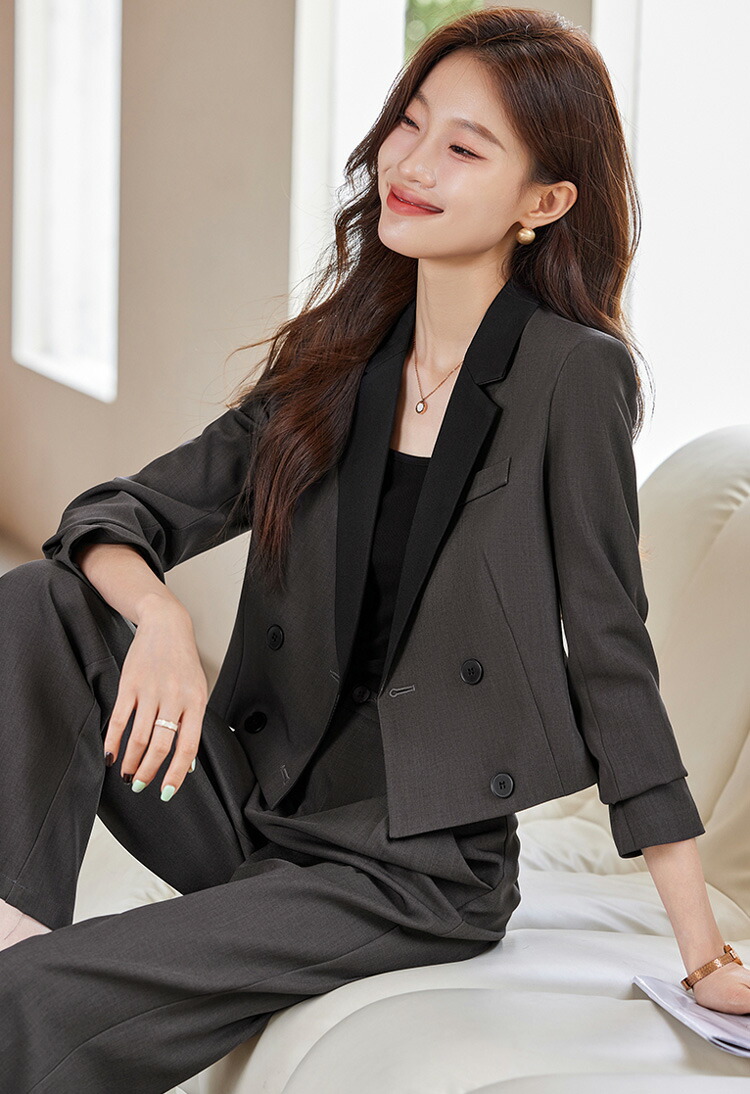 楽天市場】パンツスーツ セットアップ 全2色 バイカラー 2点セット