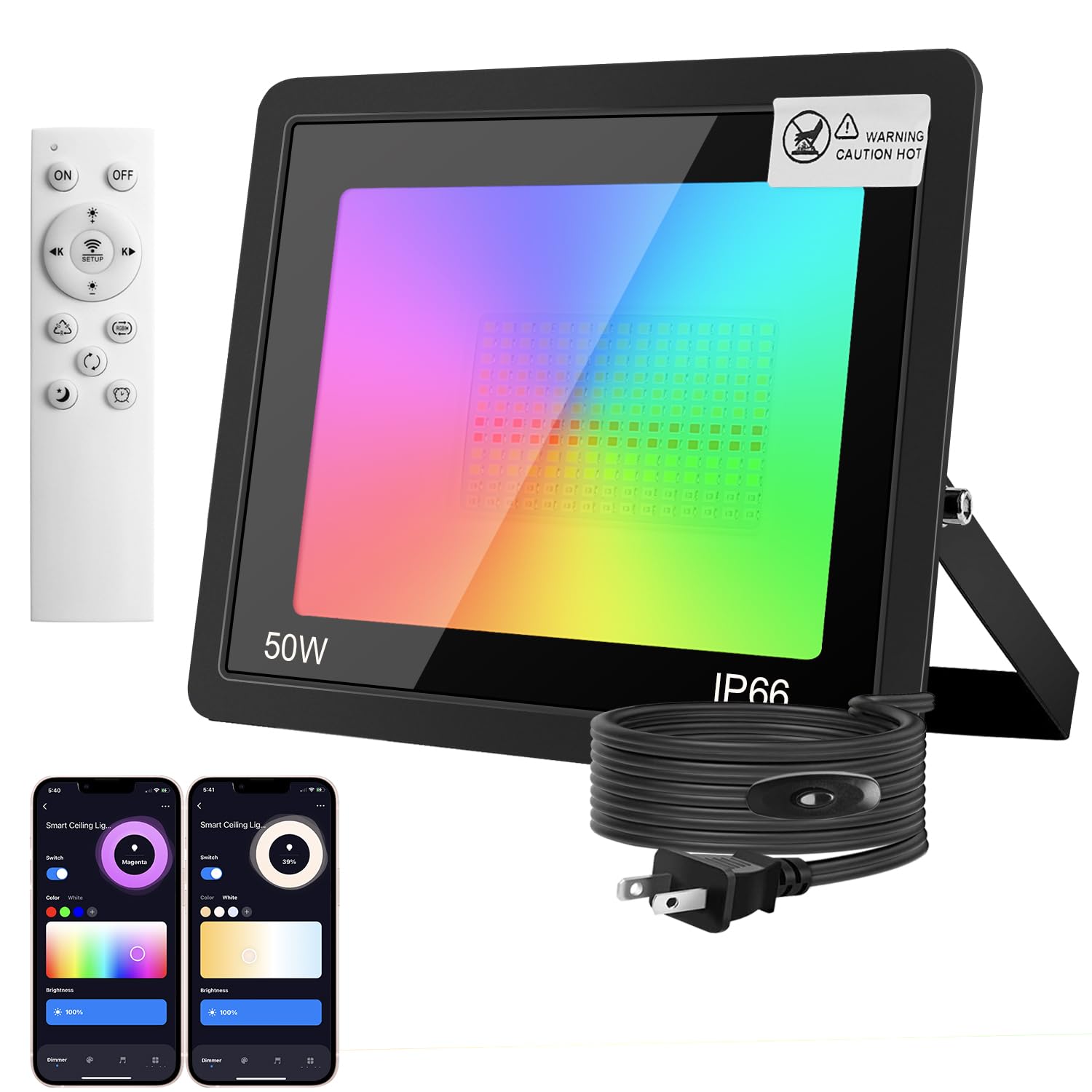 楽天市場】RGB投光器 LED フラッドライト 屋内屋外 50W IP66防水防塵