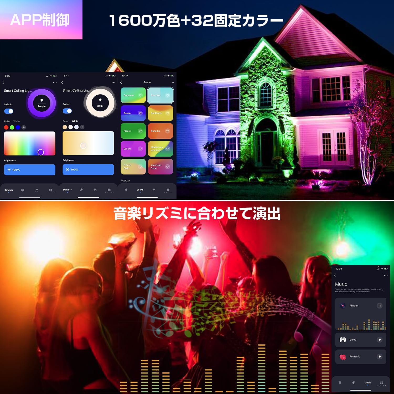 楽天市場】RGB投光器 LED フラッドライト 屋内屋外 50W IP66防水防塵