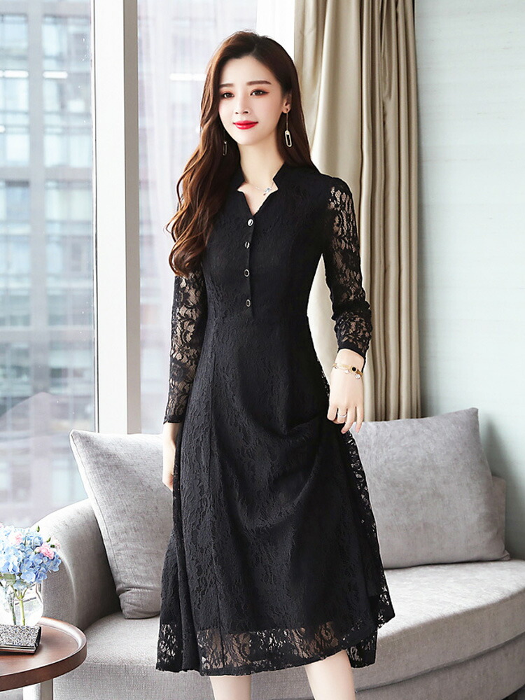 楽天市場】レースワンピース ロングワンピース パーティードレス 総