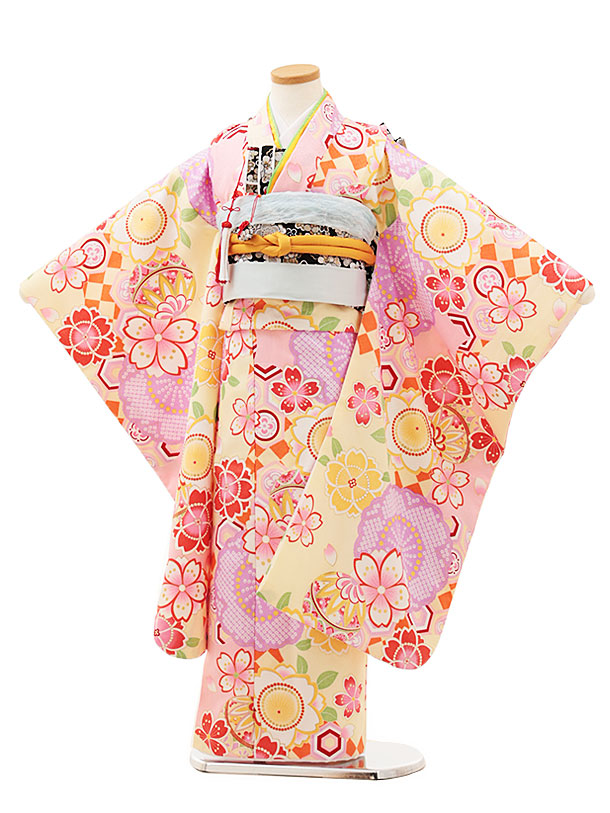 楽天市場】七五三 着物 7歳 フルセット レンタル 女の子 Y197 うす黄色