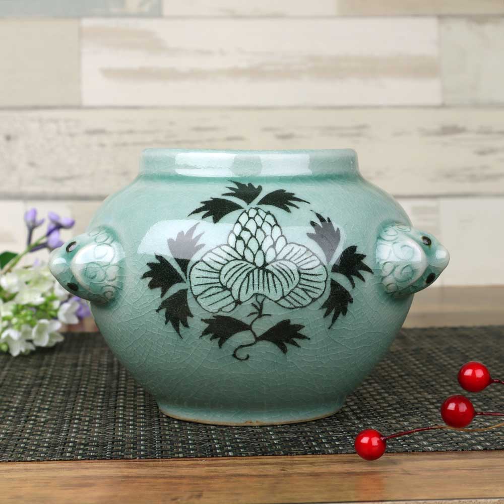 楽天市場】高麗青磁 韓国 直輸入/ 高麗青磁 手付壺 天上花 （大） /訳