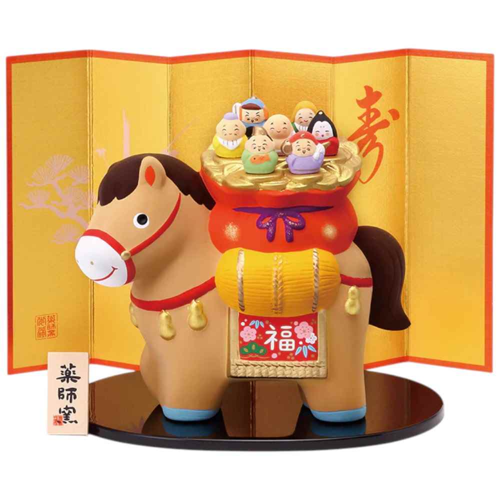 楽天市場】干支 午 置物 馬 うま 2026年/ 錦彩招福午(七福神) /粗品