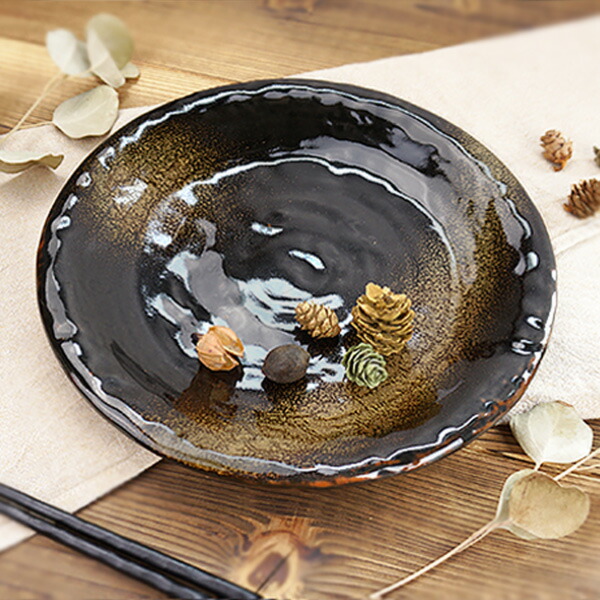 楽天市場】手作り風 黒錦大皿 25.2cm アウトレット 日本製 国産 美濃焼