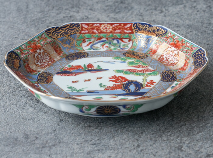 楽天市場】有田焼 復刻古伊万里 錦色絵六角焼皿18cm 【全国送料無料