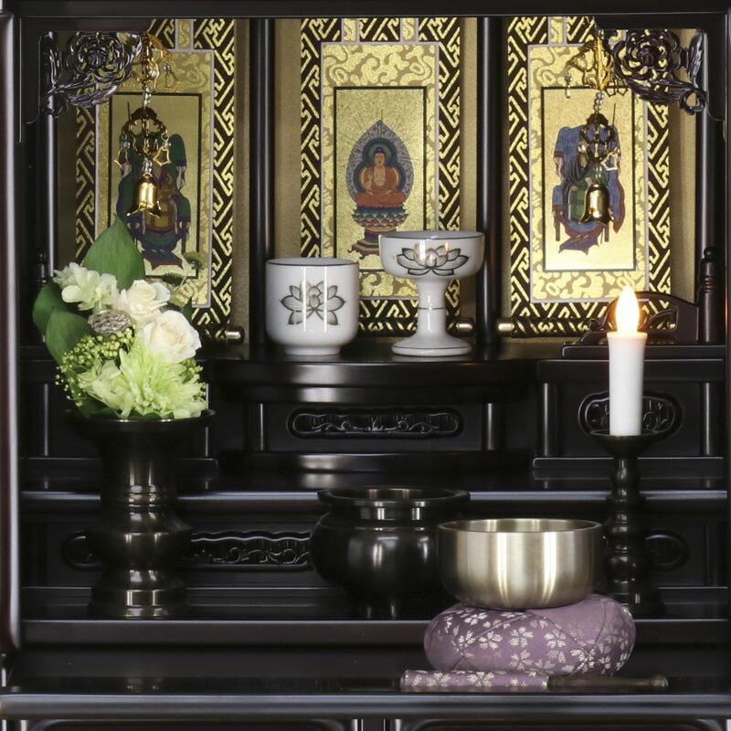 楽天市場】唐木仏壇 仏具セット 「新・あやめ16号セット」 黒檀 or