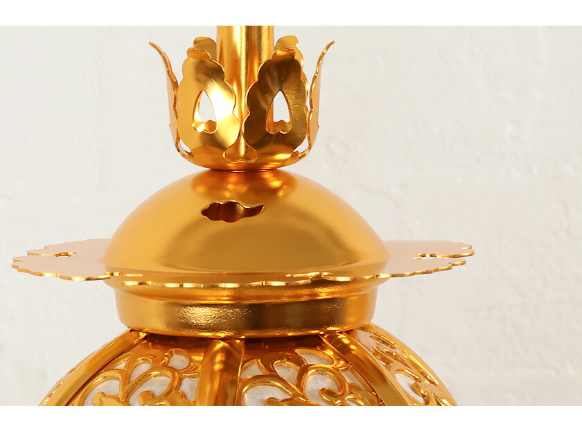 楽天市場】吊灯籠(吊り灯篭) アルミ製 本丸型唐草【金メッキ】 小 直径