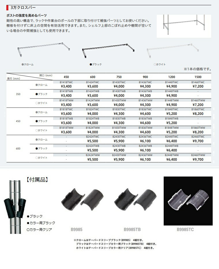 楽天市場】エレクターベーシック 3方クロスバー W450〜1500×D350
