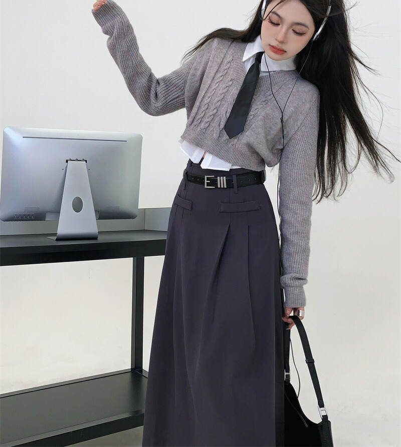 楽天市場】着回し力が高い上下セット！ニットトップス＋ロングスカート