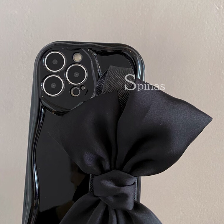 楽天市場】3Dリボン付 あざと可愛い ビッグリボン iphone16対応 黒