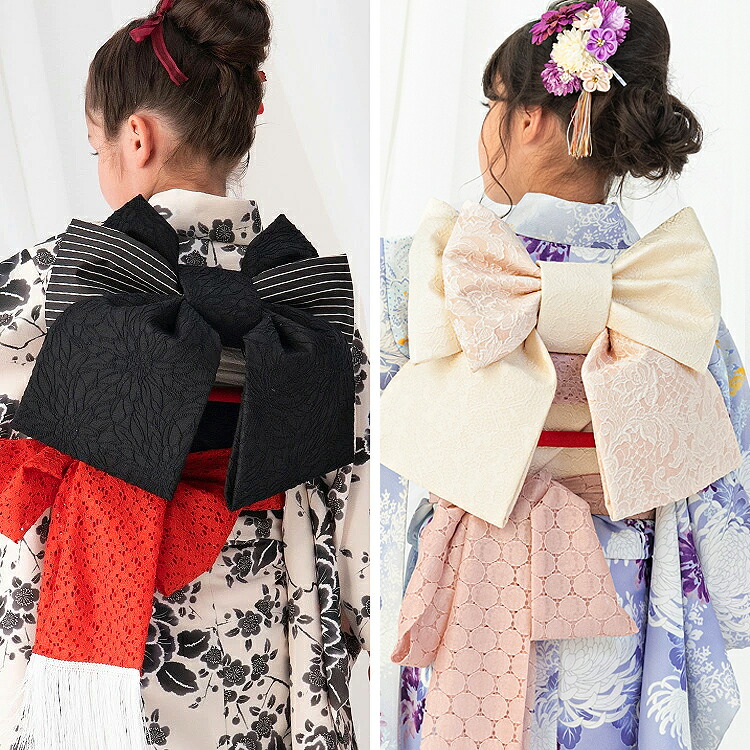 楽天市場】【単品】七五三 7歳 女の子用 結び帯 全6色 黒b/赤b/桜色b