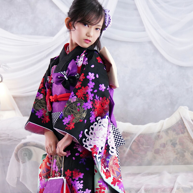 楽天市場】七五三 着物 7歳 フルセット 購入 販売 黒 『凛』 四つ身 よ