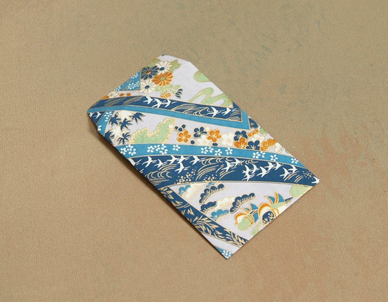 楽天市場】手染め友禅和紙 ポチ袋 お年玉 青 友禅柄 名刺・カード