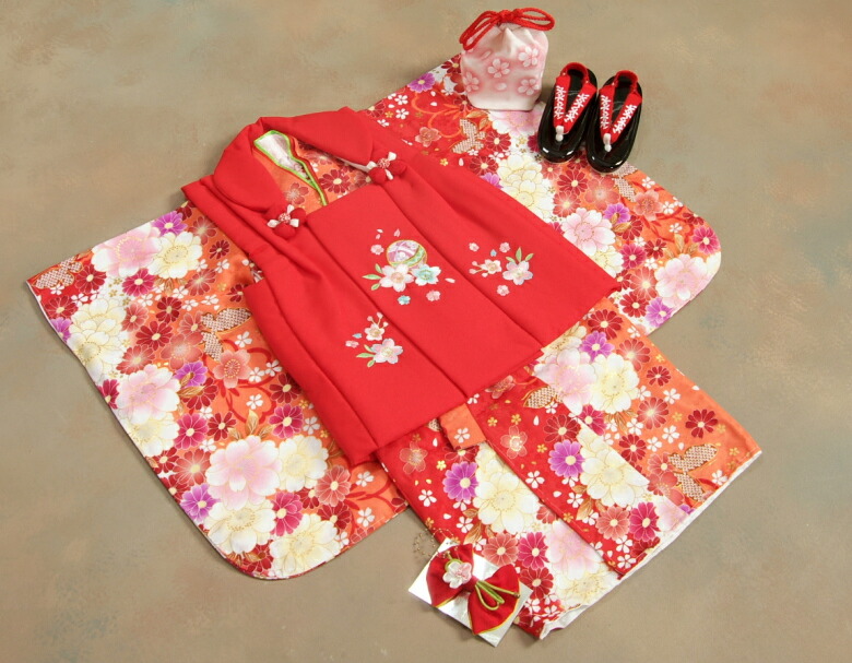 楽天市場】七五三 着物 被布セット 3歳 女の子 マユミブランド 朱赤