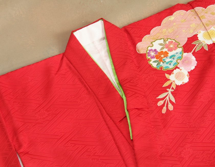 楽天市場】七五三 着物 7歳 正絹 女の子 四つ身着物 正絹手描き赤色地