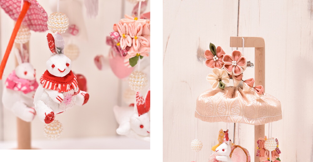 楽天市場】つるし雛 つるし飾り「ミニうさぎっ子 ベージュ 髪飾り付