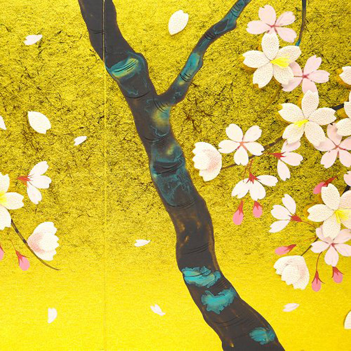 楽天市場】金屏風 桜花図 / 屏風 コンパクト ちりめん 小さい 手作り