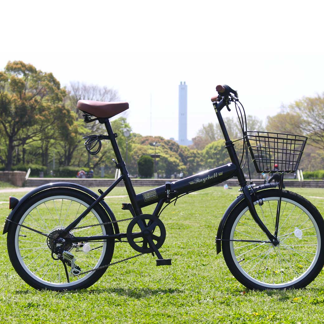 楽天市場】折りたたみ自転車 20インチ 6段 変速 カギ ライト カゴ 付き