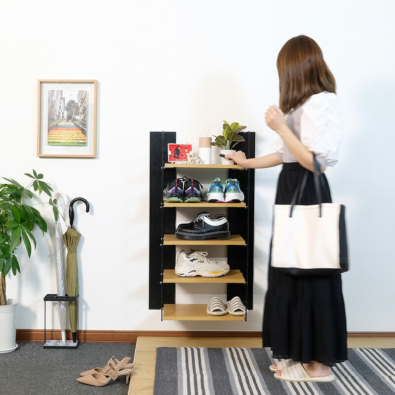 楽天市場】壁美人 ラダーシェルフセット H400タイプ 黒[壁掛け 収納