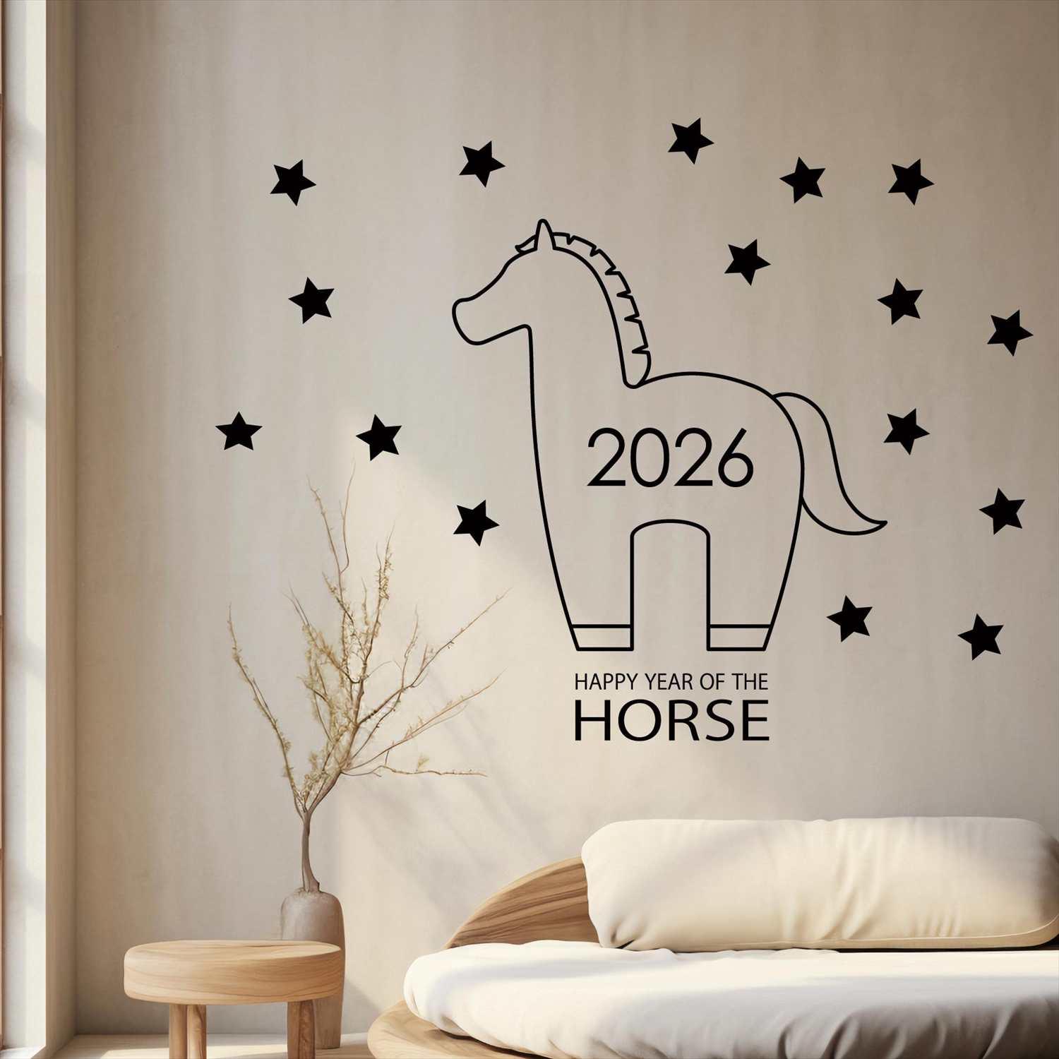 楽天市場】3sizeから選べる！お正月ウォールステッカー 2026 干支 うま