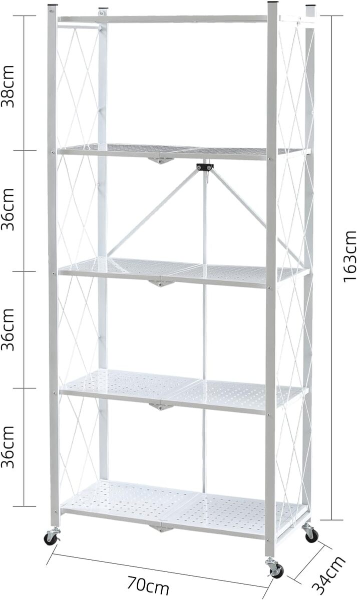 楽天市場】折りたたみラック組立不要 キャスター付き メタルラック 5段