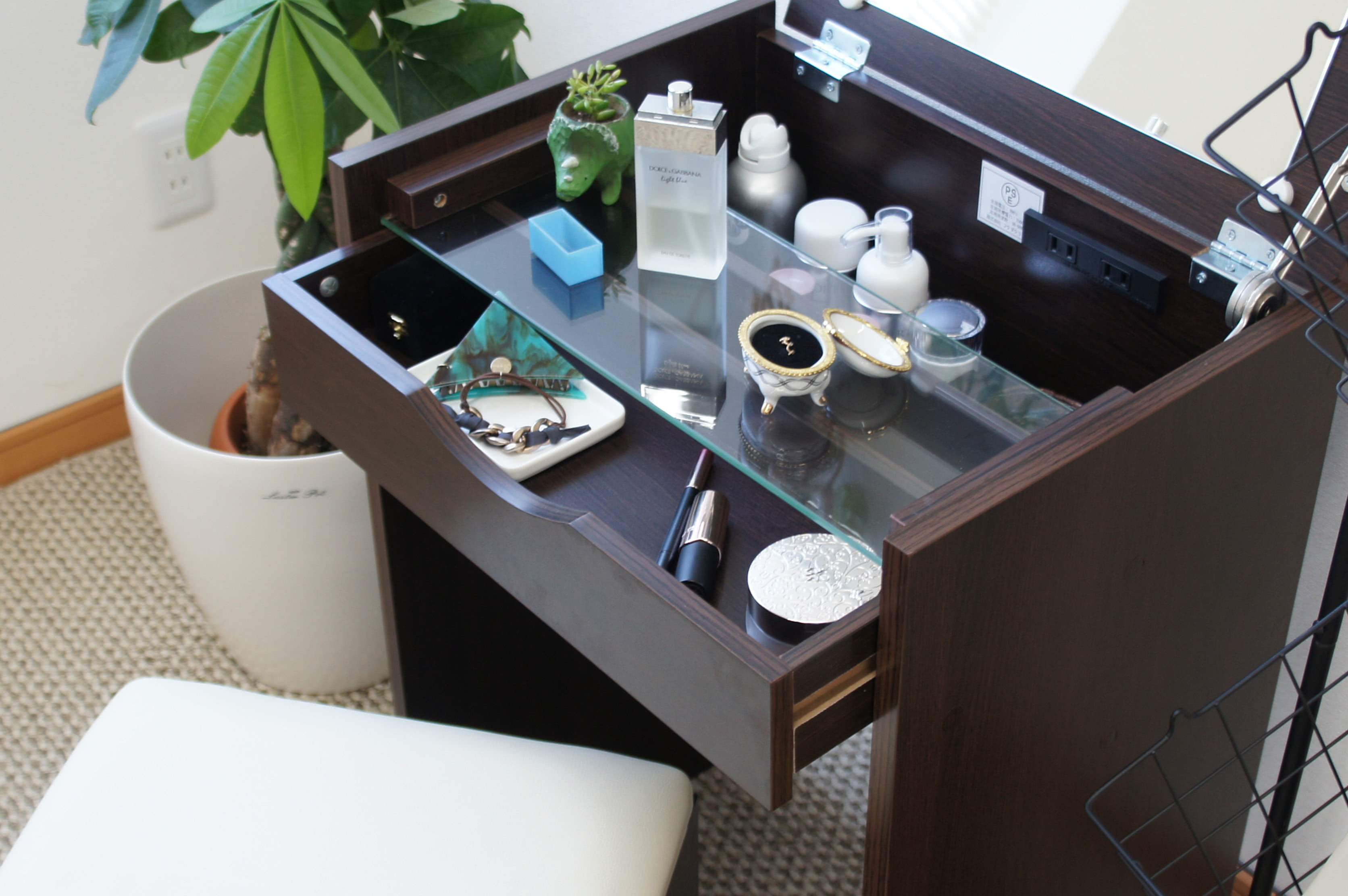 楽天市場】【6ヶ月保証付】ドレッサー スツール付 鏡台 化粧台 ミラー