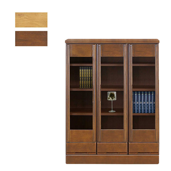 楽天市場】扉付き 本棚 ロータイプ 幅90cm 高さ120cm 書棚 ガラス扉