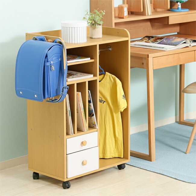 楽天市場】ランドセルラック ストレージラック ハンガー付 WH×NA 子供