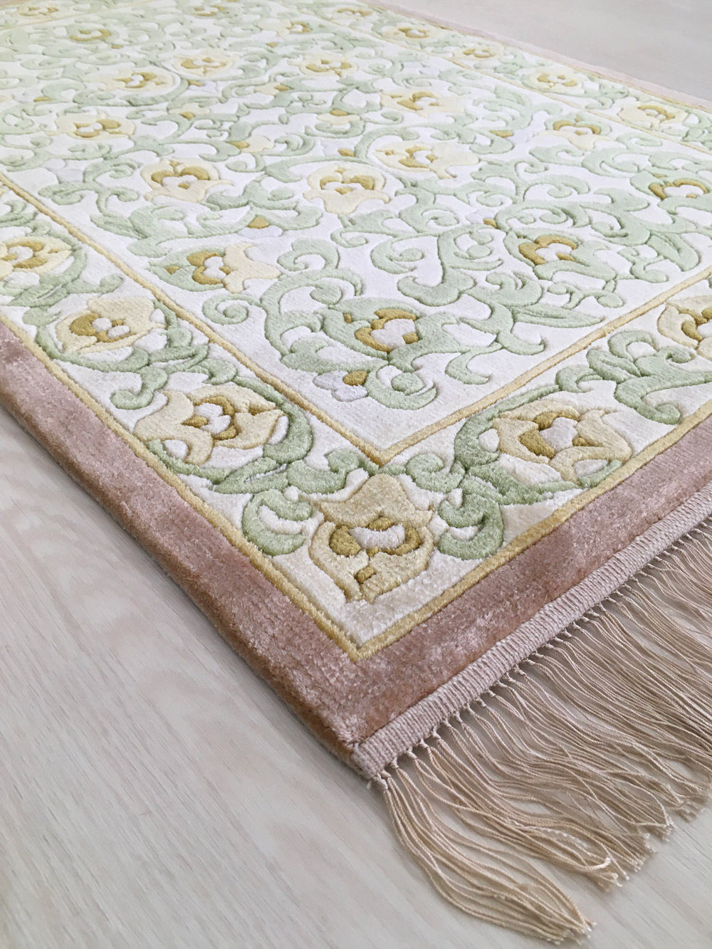 楽天市場】【中国段通 シルク 玄関マット】「若葉」絨毯(じゅうたん