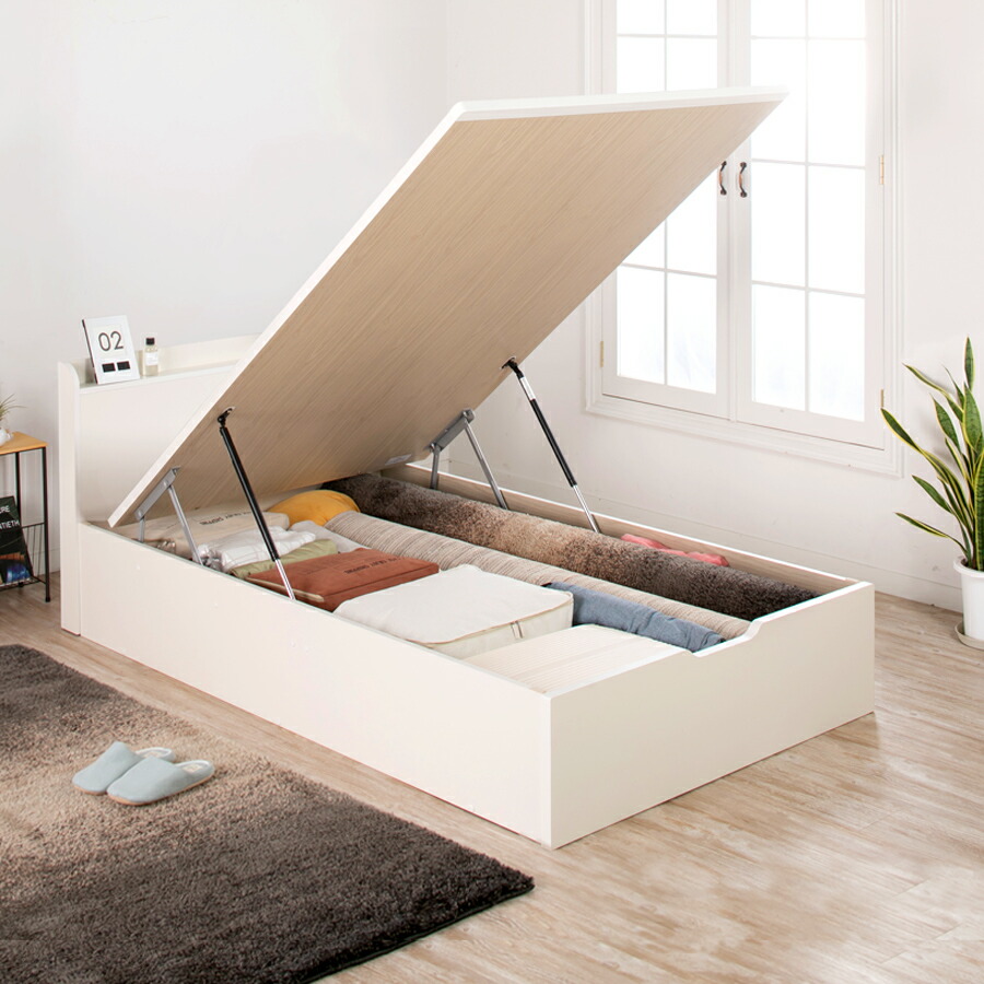 楽天市場】収納付きベッド シングル 跳ね上げベッド 日本製 ガス圧 大