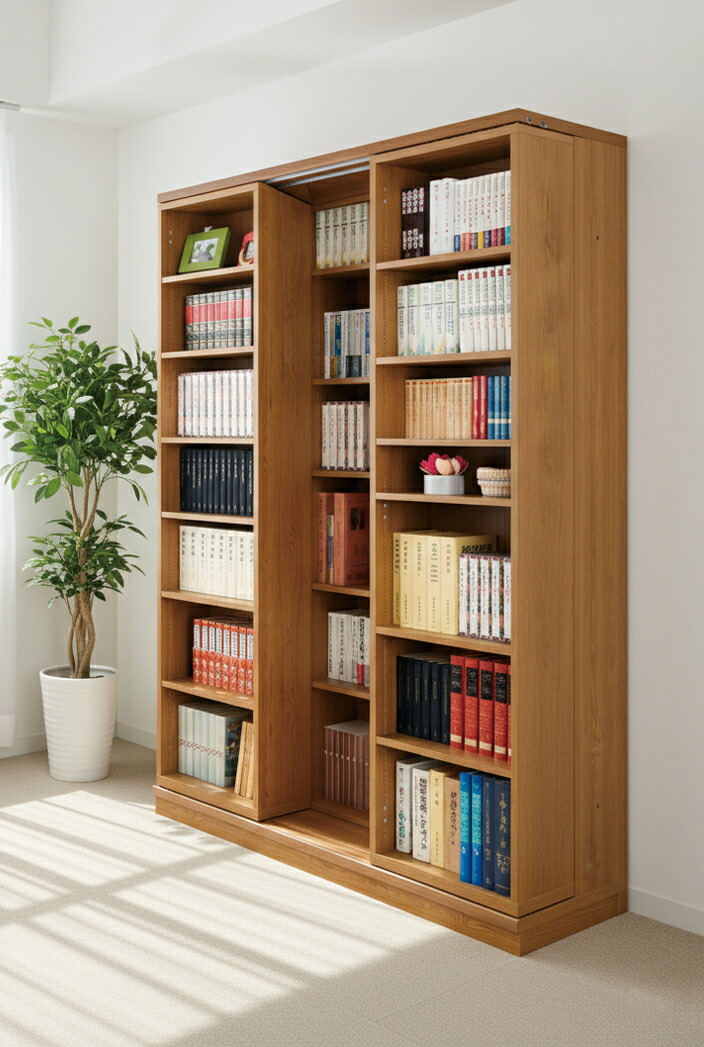 楽天市場】本棚 大容量 スライド式 日本製 高級 スライド 書棚 書架