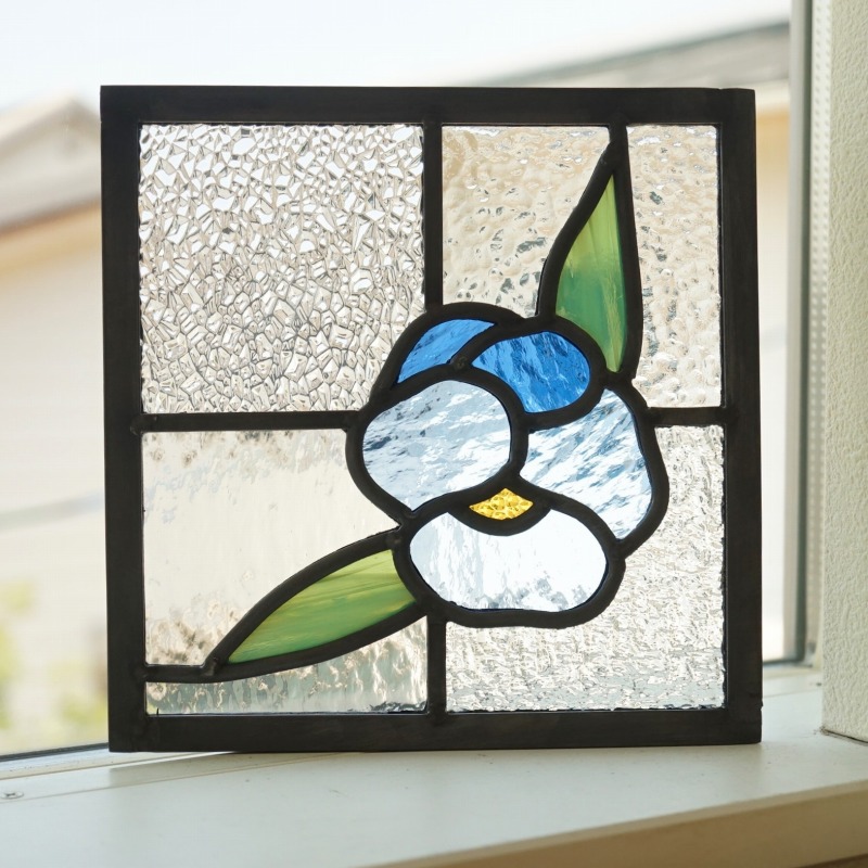 楽天市場】ステンドグラス パネル 住宅用 パンジー ブルー 18cm×18cm