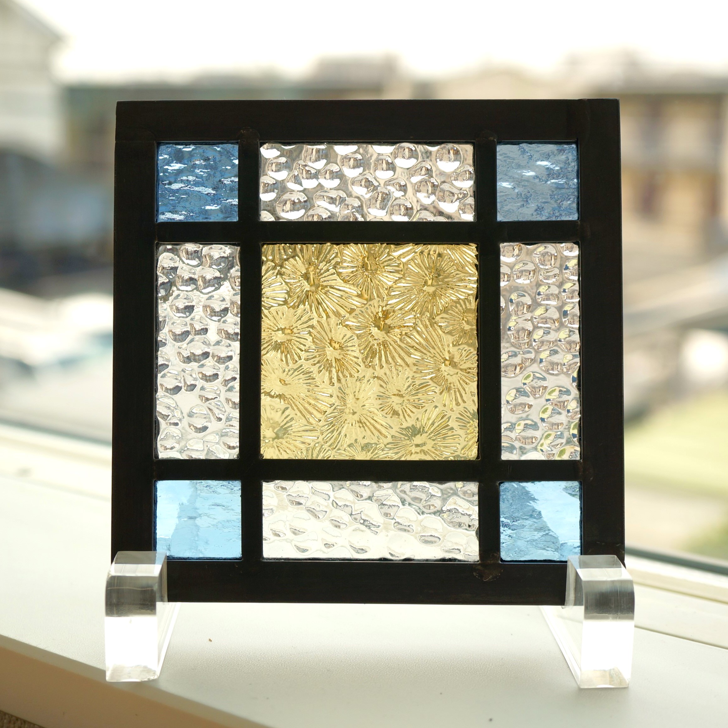 楽天市場】ステンドグラス パネル 住宅用 小花ガラス イエロー×水色