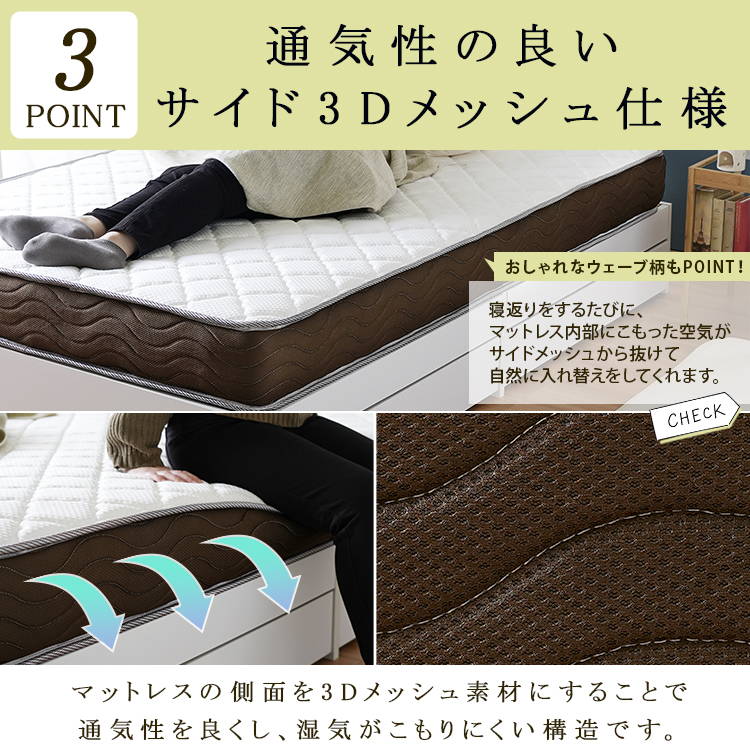 リバーシブルポケットコイルマットレス（クイーン）厚み20cm 両面仕様