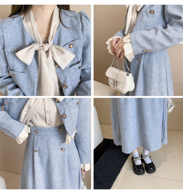 and per se 切り替え 中綿 ジップジャケット・スカートセット M and