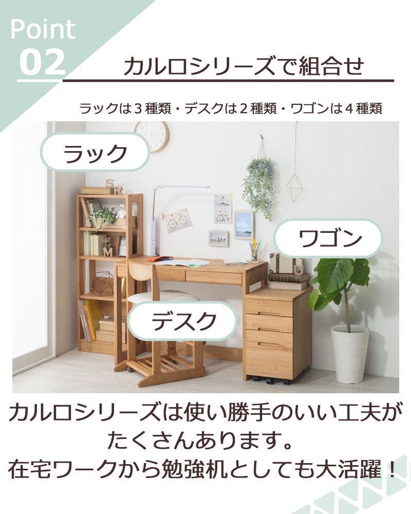 楽天市場】カルロ 学習机 3点セット (机・ラック・ワゴン) シンプル