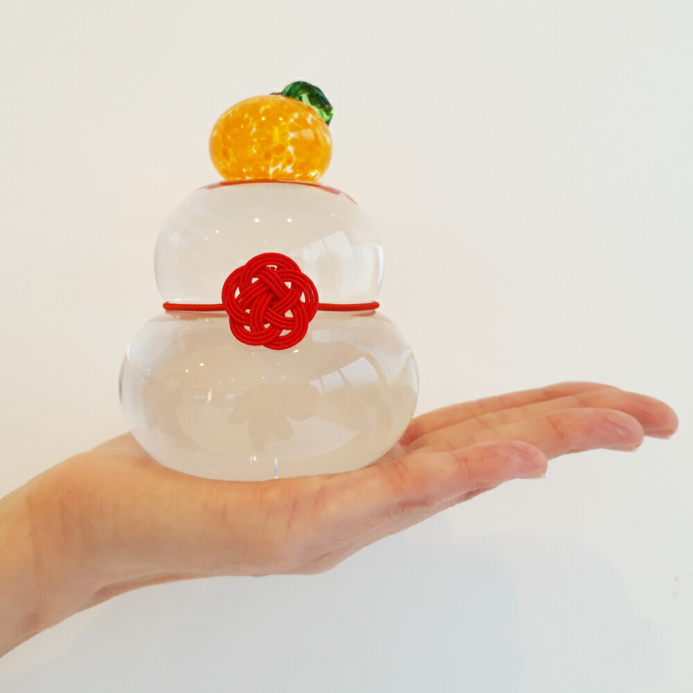 楽天市場】工房 CRAFTHOUSE ガラス製 鏡餅 クリア（中） 無垢 敷板・梅