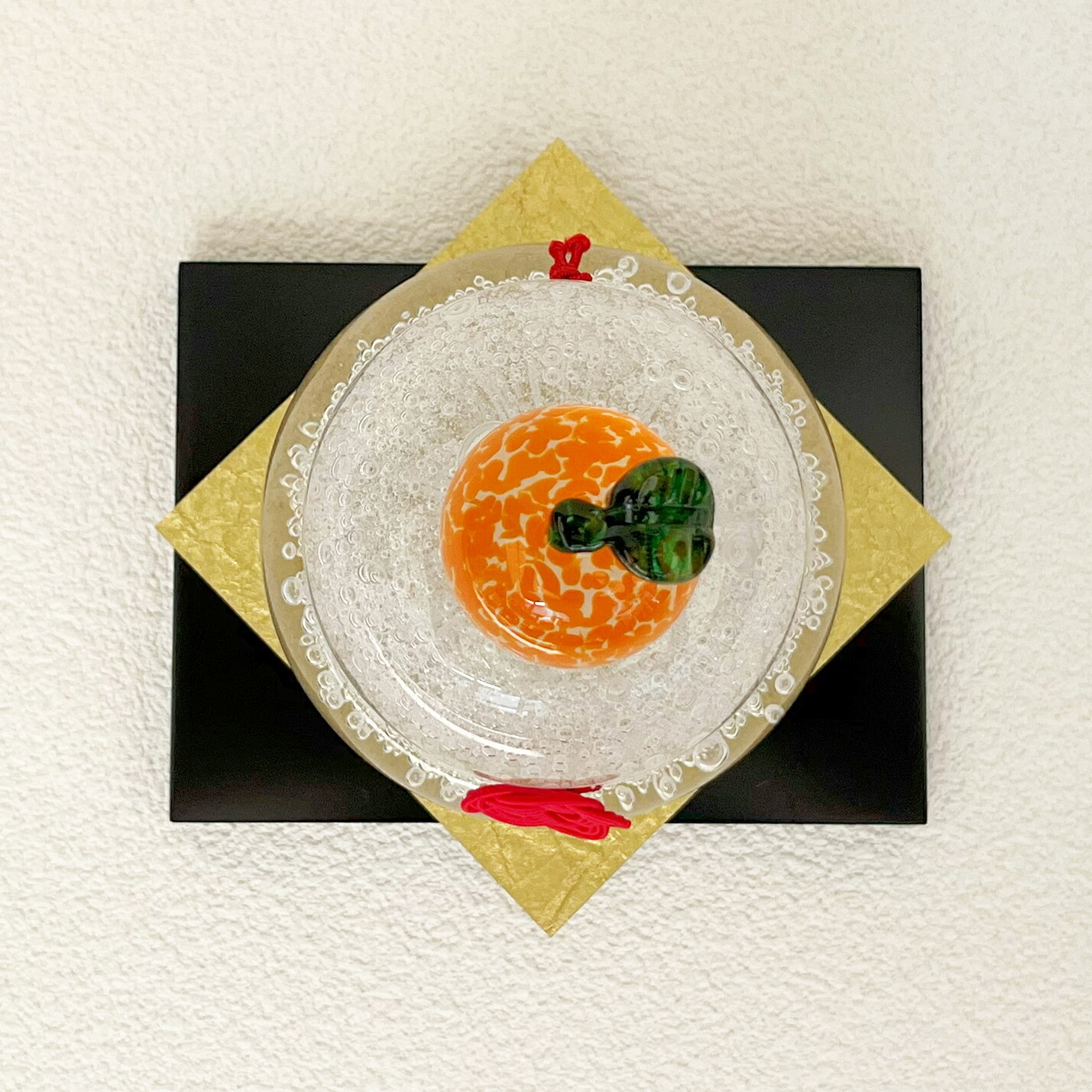 楽天市場】工房 CRAFTHOUSE ガラス 鏡餅 泡（大） 無垢 敷板・梅水引