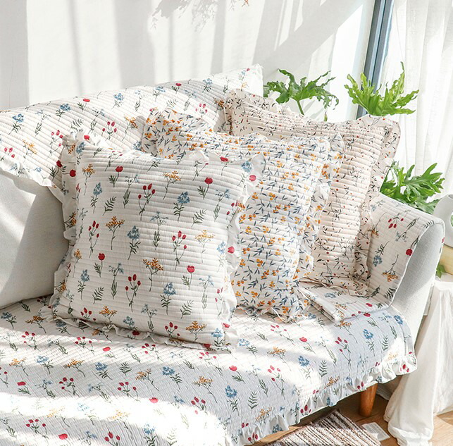 楽天市場】花柄 フリル クッションカバー 3色 フラワー 小花柄 フレア