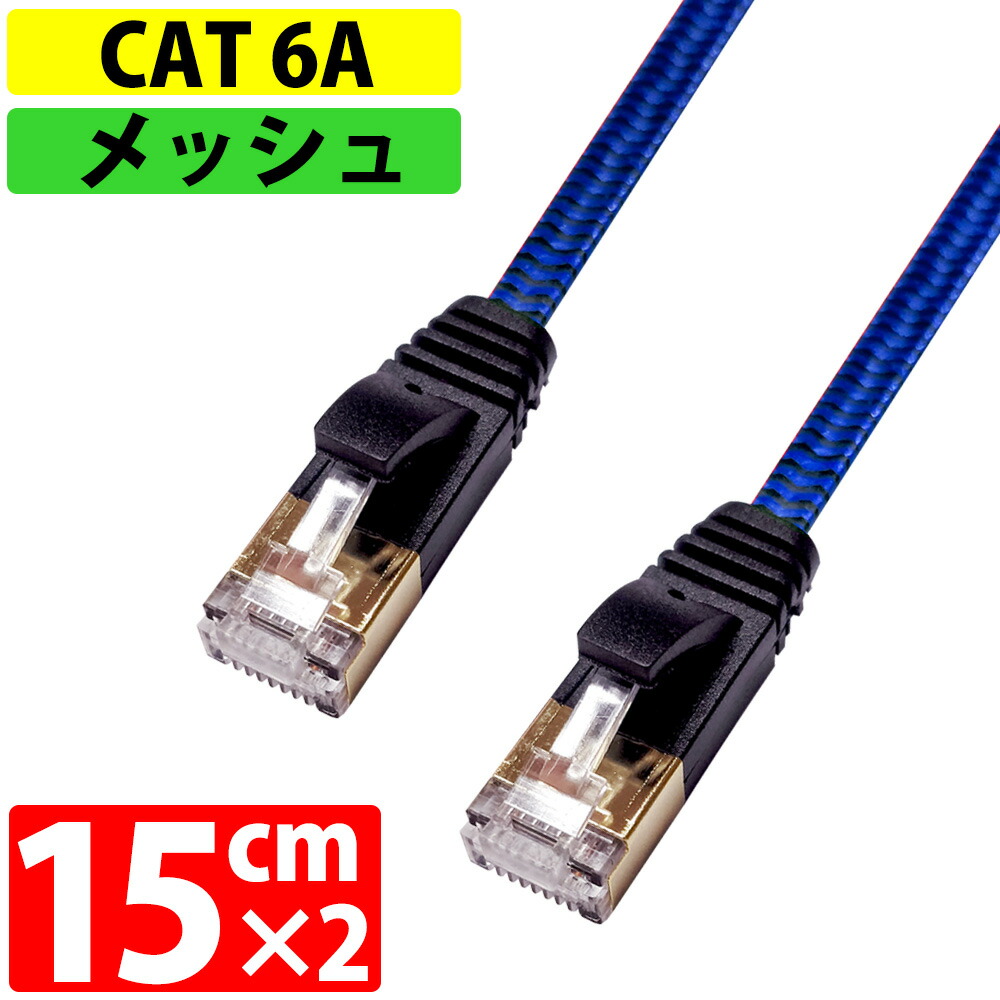 楽天市場】LANケーブル 15cm x 2本セット CAT6A 伝送速度10Gbps
