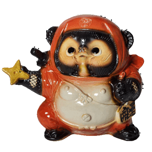 楽天市場】忍者タヌキ くノ一 （赤）（忍者たぬき・忍者狸・狸・置物