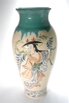 楽天市場】大津絵手描き花瓶長 （信楽焼き・花瓶・花入れ・花器・壺