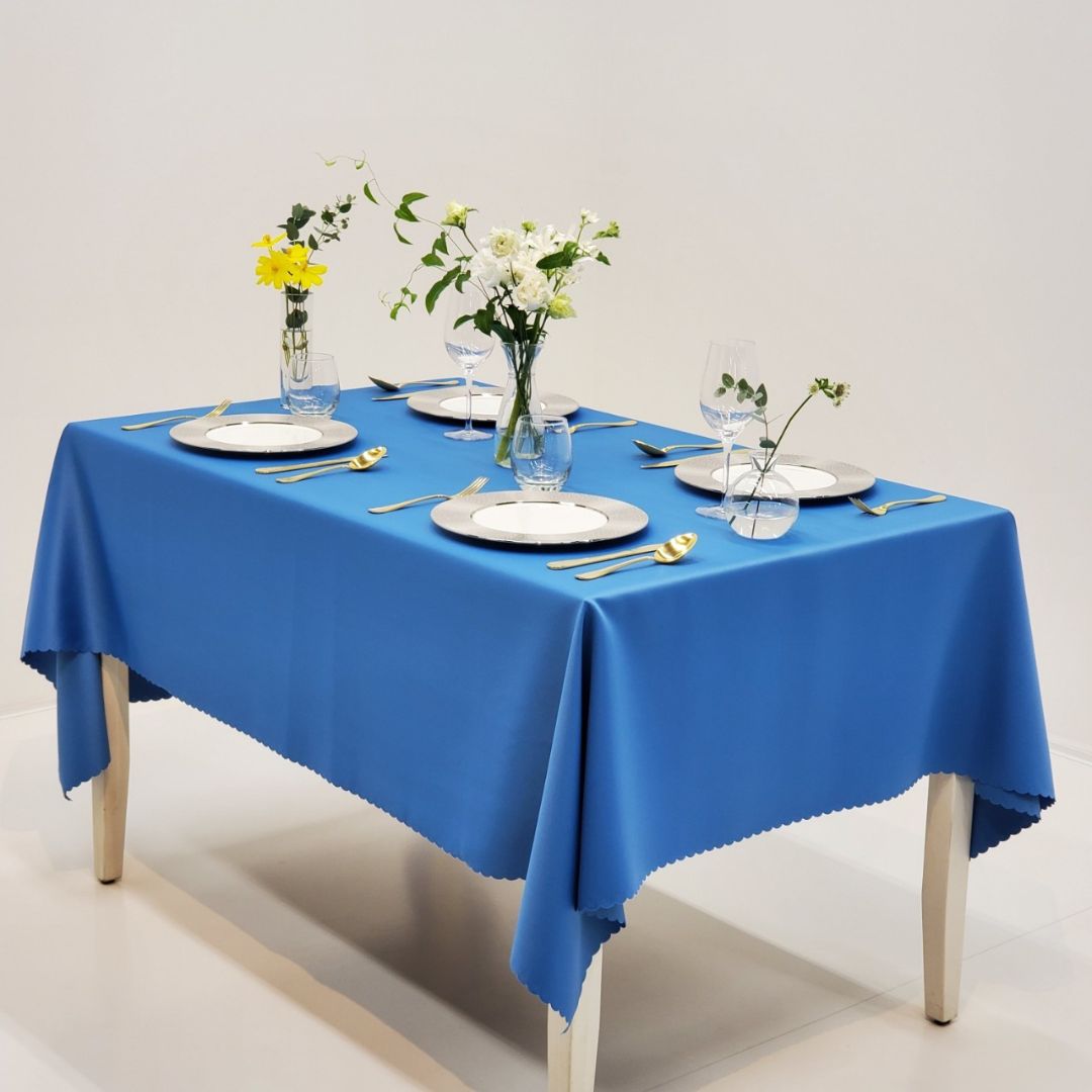 楽天市場】【送料無料】 テーブルクロス 受付クロス ブルー サテン 130